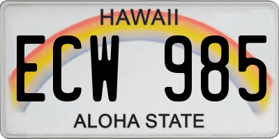 HI license plate ECW985
