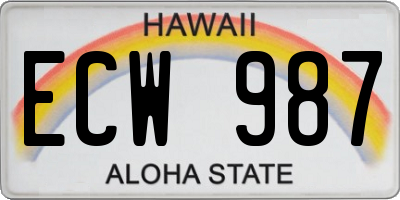 HI license plate ECW987