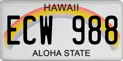HI license plate ECW988