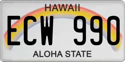 HI license plate ECW990