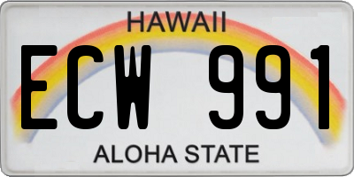 HI license plate ECW991