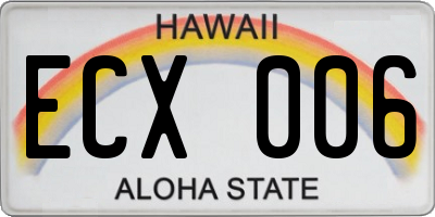 HI license plate ECX006