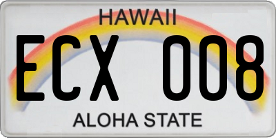 HI license plate ECX008