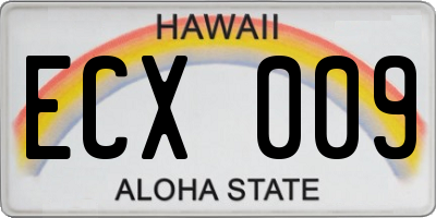 HI license plate ECX009