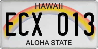 HI license plate ECX013