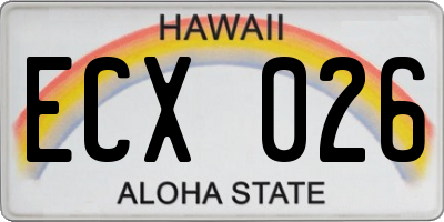 HI license plate ECX026