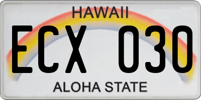 HI license plate ECX030