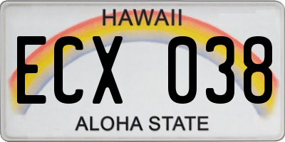 HI license plate ECX038