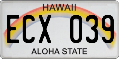 HI license plate ECX039