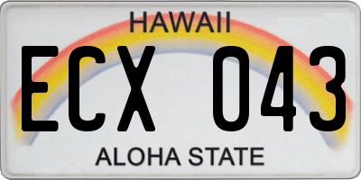 HI license plate ECX043