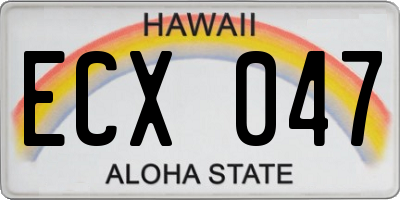 HI license plate ECX047