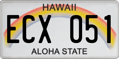 HI license plate ECX051