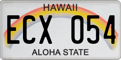 HI license plate ECX054