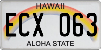 HI license plate ECX063