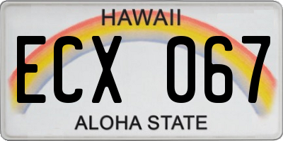 HI license plate ECX067