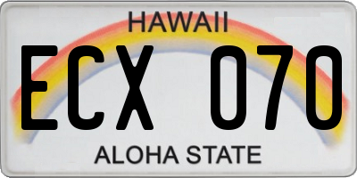 HI license plate ECX070