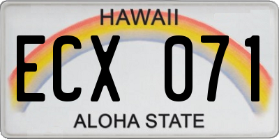 HI license plate ECX071