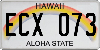 HI license plate ECX073