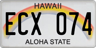 HI license plate ECX074