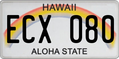 HI license plate ECX080