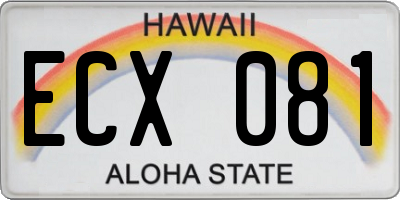 HI license plate ECX081