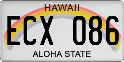 HI license plate ECX086