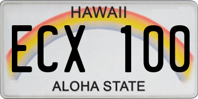 HI license plate ECX100