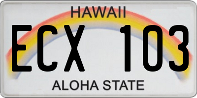 HI license plate ECX103