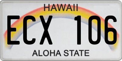 HI license plate ECX106