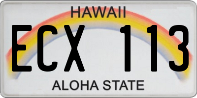 HI license plate ECX113