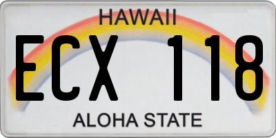 HI license plate ECX118