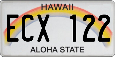 HI license plate ECX122