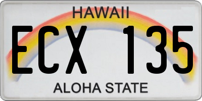 HI license plate ECX135