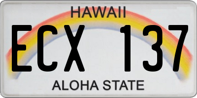 HI license plate ECX137