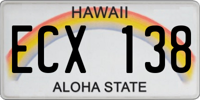 HI license plate ECX138