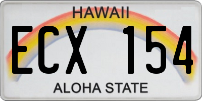 HI license plate ECX154