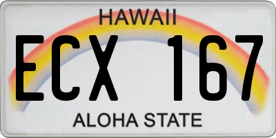 HI license plate ECX167