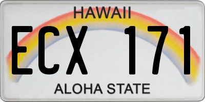 HI license plate ECX171