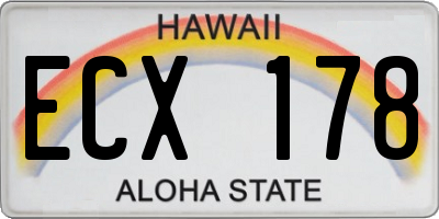HI license plate ECX178