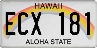 HI license plate ECX181