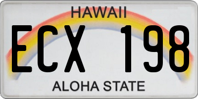 HI license plate ECX198