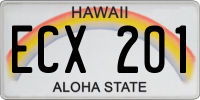 HI license plate ECX201
