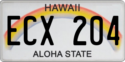 HI license plate ECX204