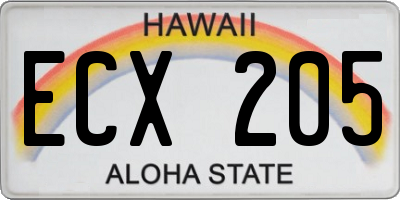 HI license plate ECX205