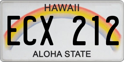 HI license plate ECX212