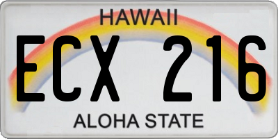 HI license plate ECX216