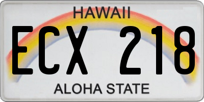 HI license plate ECX218