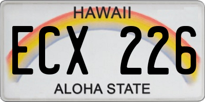 HI license plate ECX226