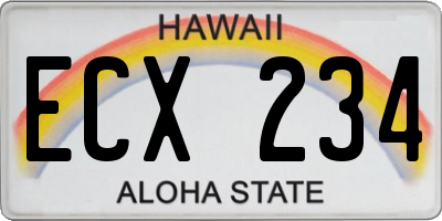 HI license plate ECX234