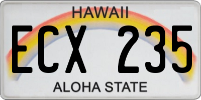 HI license plate ECX235